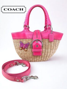 🌸 COACH Y2K Vintage 6270 Butterfly Wicker & Leather Satchel 🌸 + Dust Bag
